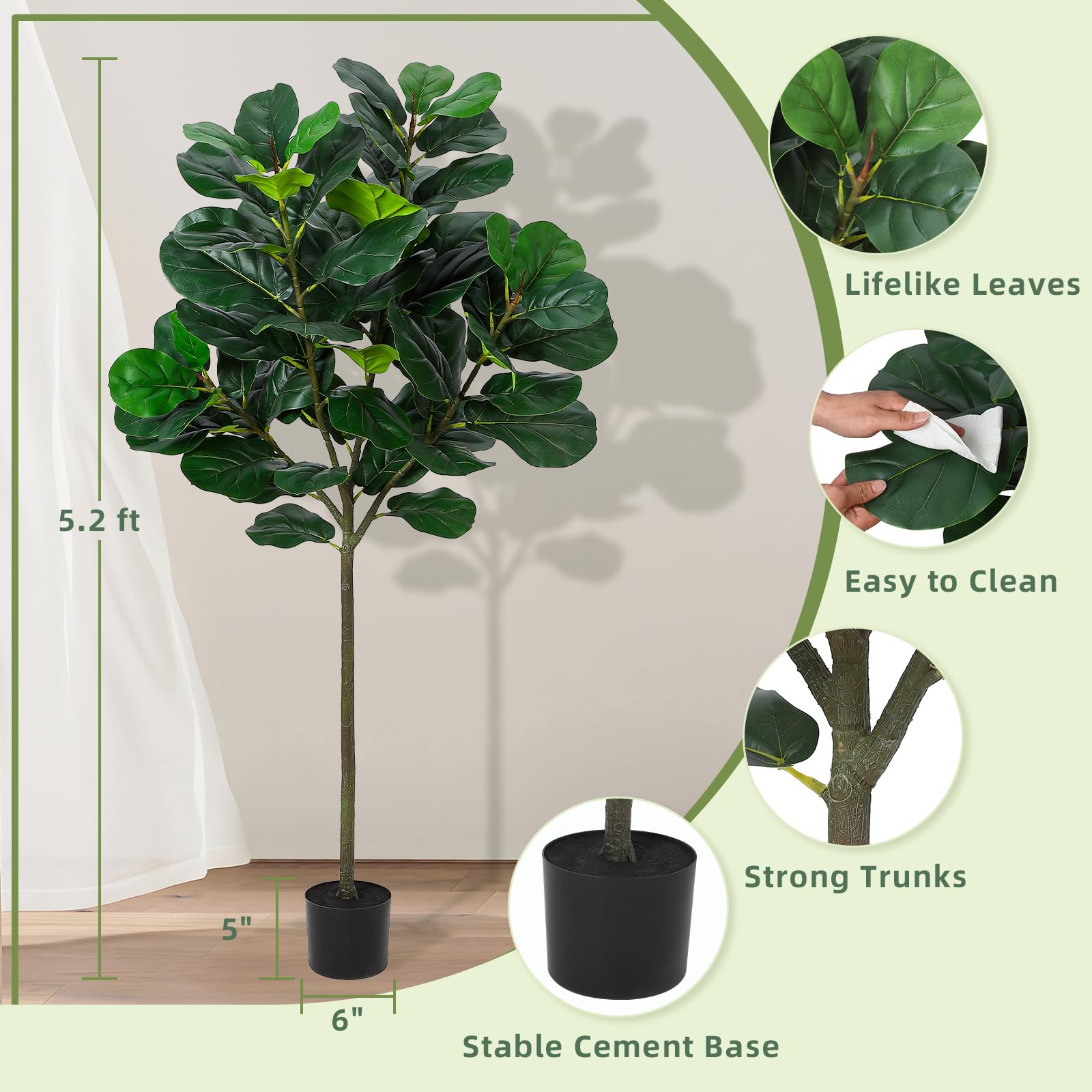 GlowSol 5.2 Ft Artificial Fidd – Ficus Lyrata Tree Bewertung und Preis