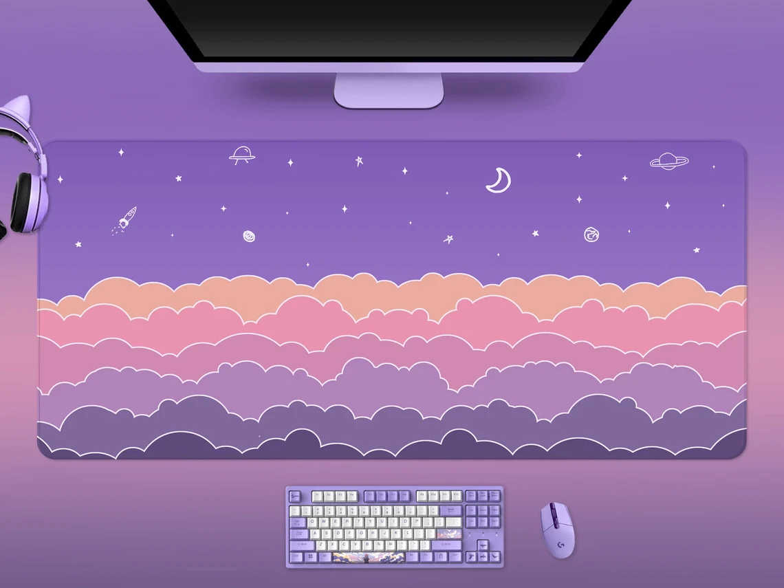 Kawaii Deskmat purple Cute Mou – Tradescantia Purple Bewertung und Preis